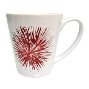 Starbucks Coffee Mug Red Water Color Starburst White Porcelain Tea Cup 11oz New
